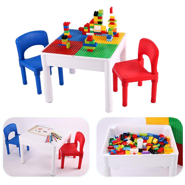 Table avec 2 chaises - 2 en 1 jeu blocs et bureau d'activités